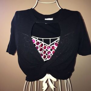 open neck crop top